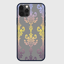 Чехол для iPhone 12 Pro Max Узор на обоях градиентный на сером, цвет: 3D-черный