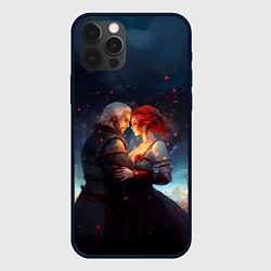 Чехол для iPhone 12 Pro Max Геральт и Трисс ночью, цвет: 3D-черный