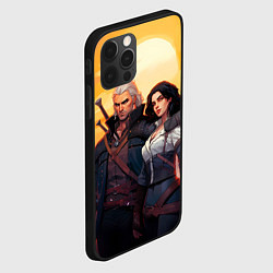 Чехол для iPhone 12 Pro Max Йеннифэр и Ведьмак на фоне заката, цвет: 3D-черный — фото 2