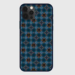 Чехол для iPhone 12 Pro Max Сине-черный узорчатый паттерн, цвет: 3D-черный