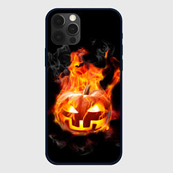 Чехол для iPhone 12 Pro Max Горящая тыква джек, цвет: 3D-черный