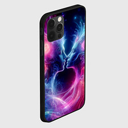 Чехол для iPhone 12 Pro Max Космический поцелуй - неоновое свечение, цвет: 3D-черный — фото 2