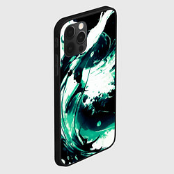 Чехол для iPhone 12 Pro Max Чёрно-зелёный абстракция волна, цвет: 3D-черный — фото 2