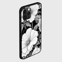 Чехол для iPhone 12 Pro Max Чёрно-серый цветочный паттерн, цвет: 3D-черный — фото 2