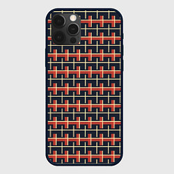 Чехол для iPhone 12 Pro Max Паттерн с желтыми и красными полосками на темном, цвет: 3D-черный