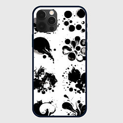 Чехол iPhone 12 Pro Max Чёрно-белые кляксы - абстракция