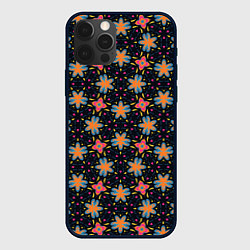 Чехол для iPhone 12 Pro Max Цветочно-геометрический узор, цвет: 3D-черный