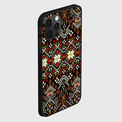 Чехол для iPhone 12 Pro Max Традиционные росписные орнаментные узоры в славянс, цвет: 3D-черный — фото 2