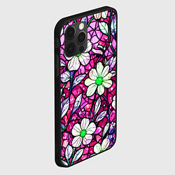 Чехол для iPhone 12 Pro Max Цветочный розовый витраж, цвет: 3D-черный — фото 2