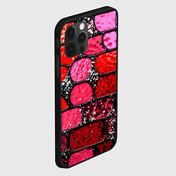 Чехол для iPhone 12 Pro Max Рубиновый красный витражные плитки, цвет: 3D-черный — фото 2
