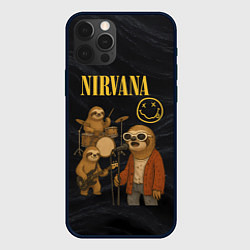 Чехол для iPhone 12 Pro Max Ленивцы группа Nirvana, цвет: 3D-черный