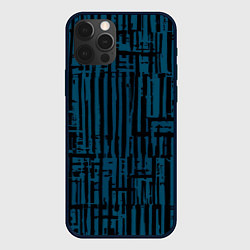 Чехол для iPhone 12 Pro Max Чёрно-синий полосатый текстурный, цвет: 3D-черный