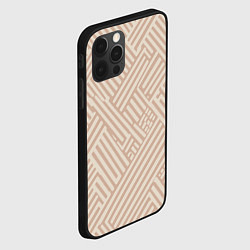 Чехол для iPhone 12 Pro Max Светлый бежевый пересекающиеся полосы, цвет: 3D-черный — фото 2