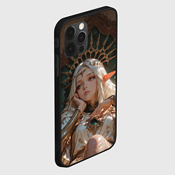 Чехол для iPhone 12 Pro Max Беловолосая королева эльфов на троне, цвет: 3D-черный — фото 2