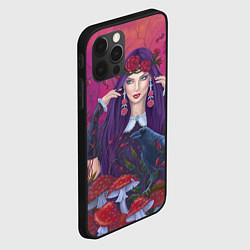 Чехол для iPhone 12 Pro Max Ведьма готическая и ворон в грибах, цвет: 3D-черный — фото 2
