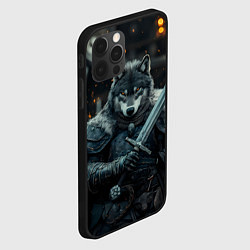 Чехол для iPhone 12 Pro Max Воин волк с мечом, цвет: 3D-черный — фото 2