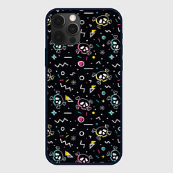 Чехол iPhone 12 Pro Max Паттерн с черепами и геометрическими фигурами в ст
