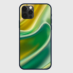 Чехол iPhone 12 Pro Max Шелк зеленый с желтым