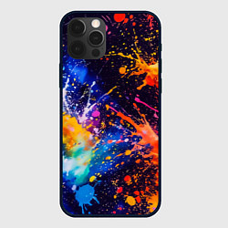 Чехол для iPhone 12 Pro Max Абстракция взрыв красок тёмно-синий, цвет: 3D-черный