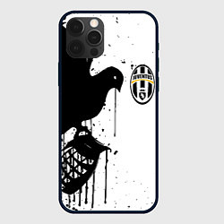 Чехол iPhone 12 Pro Max Ювентус черная птица краски