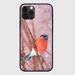 Чехол iPhone 12 Pro Max Снегирь и зимние ягоды