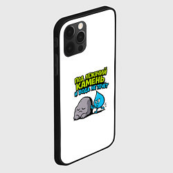 Чехол для iPhone 12 Pro Max Камень и вода серо-голубой арт, цвет: 3D-черный — фото 2