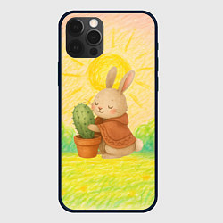 Чехол для iPhone 12 Pro Max Заяц обнимает кактус, цвет: 3D-черный