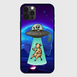 Чехол для iPhone 12 Pro Max Инопланетяне похищают корову, цвет: 3D-черный