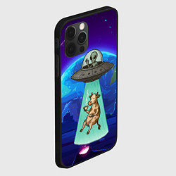 Чехол для iPhone 12 Pro Max Инопланетяне похищают корову, цвет: 3D-черный — фото 2