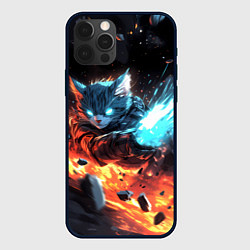 Чехол iPhone 12 Pro Max Кот в космосе киберпанк
