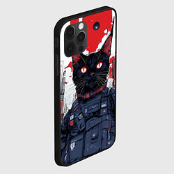 Чехол для iPhone 12 Pro Max Киберпанк - черный кот, цвет: 3D-черный — фото 2