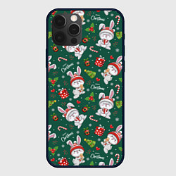 Чехол iPhone 12 Pro Max Новогодние зайчики
