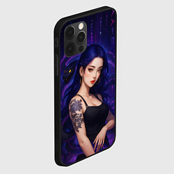 Чехол для iPhone 12 Pro Max Девушка с тату на руке и пурпурная змея, цвет: 3D-черный — фото 2
