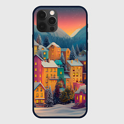 Чехол iPhone 12 Pro Max Новогодний город в горах