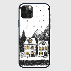 Чехол iPhone 12 Pro Max Черно-белый новогодний город