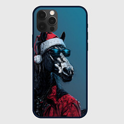 Чехол для iPhone 12 Pro Max Лошадь в новогоднем стиле, цвет: 3D-черный
