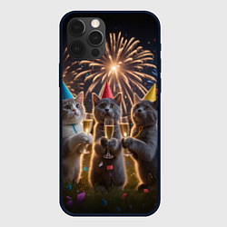 Чехол для iPhone 12 Pro Max Праздничные коты, цвет: 3D-черный
