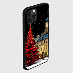 Чехол для iPhone 12 Pro Max Красная новогодняя елка, цвет: 3D-черный — фото 2