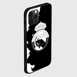 Чехол для iPhone 12 Pro Max Реал Мадрид черно белые краски, цвет: 3D-черный — фото 2