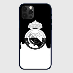 Чехол для iPhone 12 Pro Max Реал Мадрид огонь белый, цвет: 3D-черный