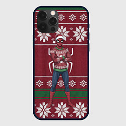 Чехол iPhone 12 Pro Max Человек паук в вязаном свитере - новый год