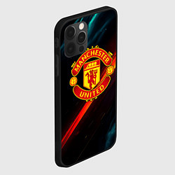 Чехол для iPhone 12 Pro Max Манчестер Юнайтед абстракция, цвет: 3D-черный — фото 2