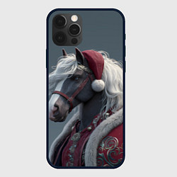 Чехол для iPhone 12 Pro Max Лошадь в новогоднем костюме, цвет: 3D-черный