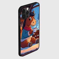 Чехол для iPhone 12 Pro Max Лошадка у камина, цвет: 3D-черный — фото 2