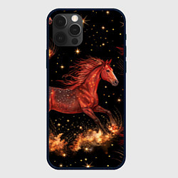 Чехол для iPhone 12 Pro Max Огненные лошади - паттерн, цвет: 3D-черный