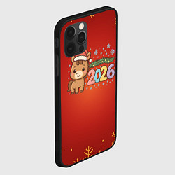Чехол для iPhone 12 Pro Max Новогодняя лошадка 2026 на красном фоне, цвет: 3D-черный — фото 2