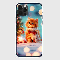 Чехол для iPhone 12 Pro Max Рыжий маленький новогодний котенок, цвет: 3D-черный