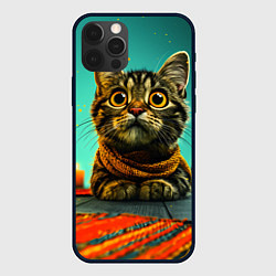 Чехол для iPhone 12 Pro Max Котик под елкой, цвет: 3D-черный