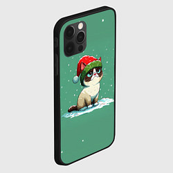 Чехол для iPhone 12 Pro Max Новогодний мем котик, цвет: 3D-черный — фото 2