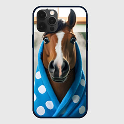 Чехол для iPhone 12 Pro Max Лошадь в ванной, цвет: 3D-черный